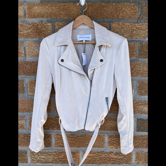 Cupcakes And Cashmere Faux Suede Manele Moto Biker Jacket Size Small - Picture 2 of 12